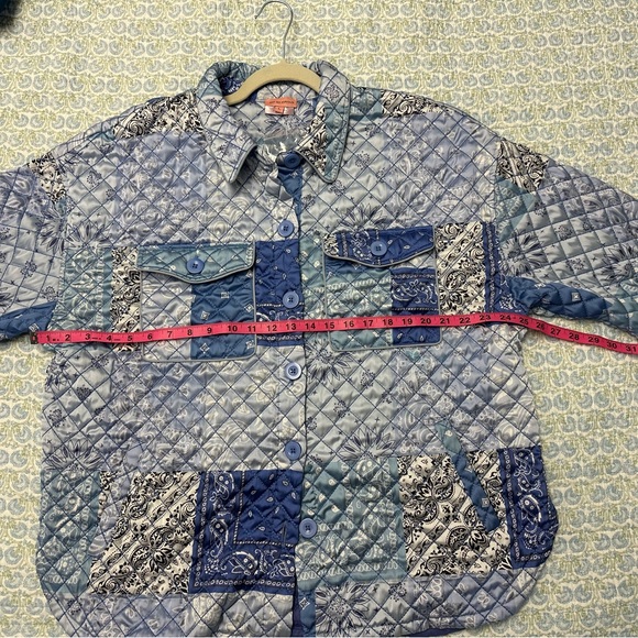 NWT Anthropologie Not So Serious Priya Quilted Blue Shirt Jacket Size- Large - Picture 8 of 10